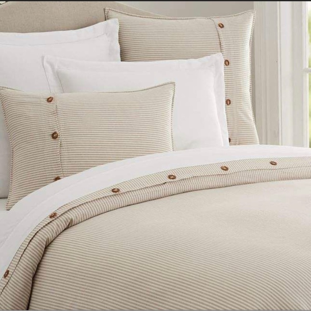 Wheaton Striped Linen Cotton Duvet Cover with 2 standard shams